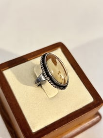 Vintage Sterling Silver gemstone navajo Ring sz 5