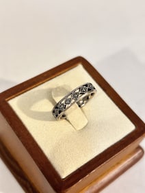 Vintage Sterling Silver filigree marcasite Ring sz 6