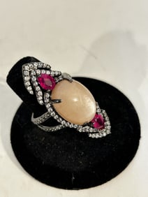 Vintage Carol Brodie MLD 925 sterling silver gemstone Ring sz 9