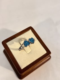 Vintage Sterling Silver double heart Ring sz 10