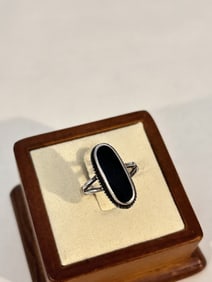 Vintage Sterling Silver Chapal Zenray onyx Ring sz 6