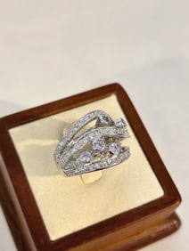 Vintage Sterling Silver CZ Ring sz 8