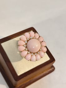 Vintage Sterling Silver pink flower GSJ Ring sz 8