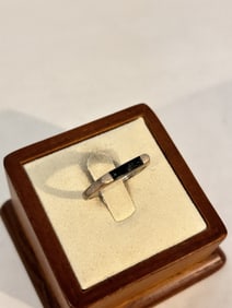 Vintage Sterling Silver onyx Ring sz 8