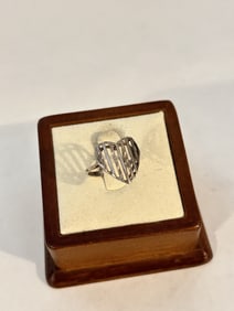 Vintage Sterling Silver heart filigree Ring sz 7