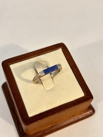 Vintage Sterling Silver Lapis Ring sz 8