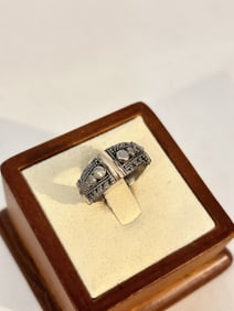 Vintage Sterling Silver 14K gold old Ring sz 6