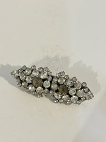Vintage Rhodium Plated Sparkly Rhinestone Art Deco Duette Brooch Dress Shoe Clips