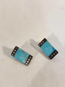 Vintage Sterling Silver Turquoise clip on earrings