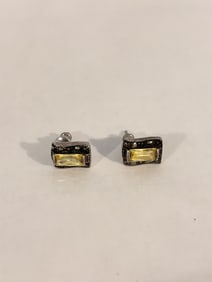 Vintage Sterling Silver gem stone post earrings