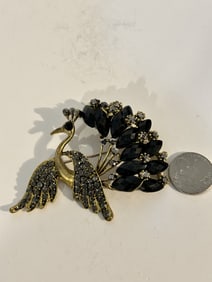 vintage rhinestone peacock brooch pin