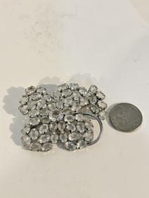 Vintage Clear singed Czech Glass Brooch