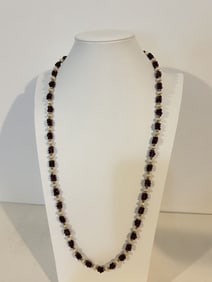 Vintage Amethyst beaded Necklace 32"