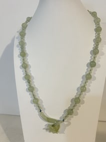Vintage green jade dragon pendant Necklace 28"