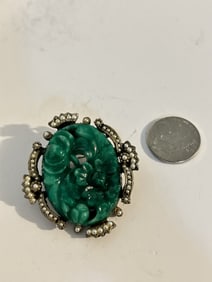 Vintage green flower glass Brooch