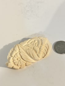 Vintage Antique Carved Celluloid Floral Flowers Bouquet Brooch Pin Japan