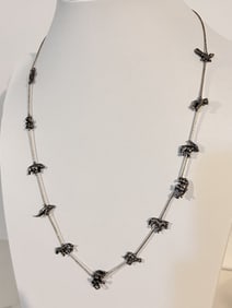 Vintage KBN KABANA signed 925 Sterling Silver Dolphins Wildlife Nature Necklace 23"