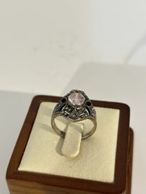 Vintage sterling Silver Amethyst Ring sz 8
