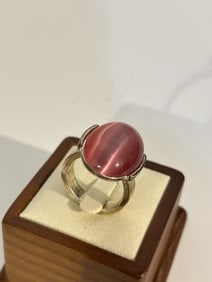 Vintage sterling Silver pink Ring sz 10