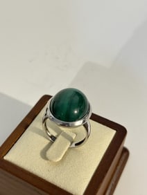 Vintage sterling Silver Malachite Ring sz 10