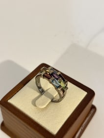 Vintage sterling Silver multi gemstone Ring sz 10