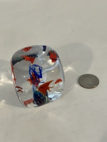 Avita Vintage Crystal Collection Hand Crafted Red Angel Fish Algae Paper-Weight 2"