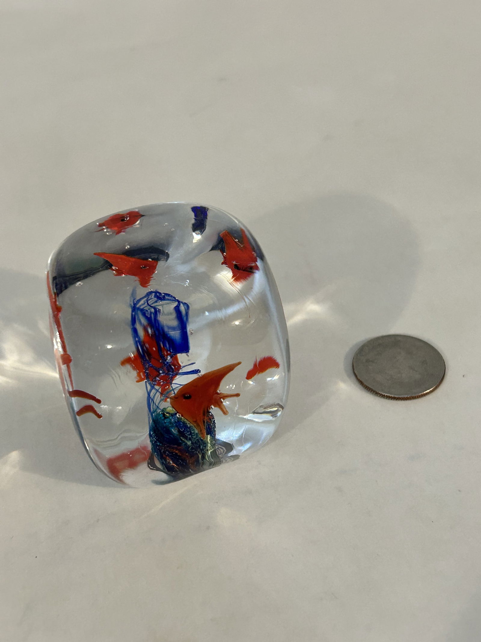 Avita Vintage Crystal Collection Hand Crafted Red Angel Fish Algae Paper-Weight 2" (1 of 4)