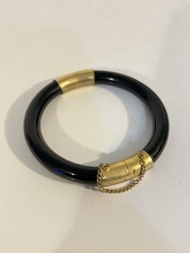 Vintage onyx hinged Bracelet 8"