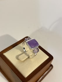 Vintage sterling Silver Amethyst Ring sz 10