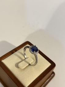 SW Sterling Silver Blue Topaz Cubic Zirconia Accent Ring sz 9