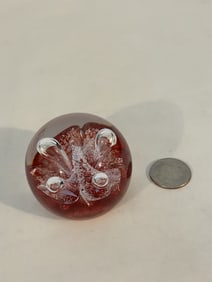 Vintage Caithness Scotland Moonflower Art Glass Paperweight 2 1/4"