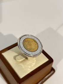 Vintage sterling Silver milor italy coin Ring sz 8