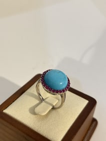 D'Joy Sterling Silver Turquoise Ring sz 8