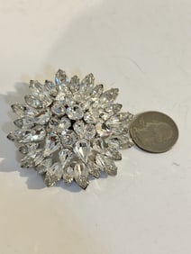 Vintage large rhinestone floral Brooch