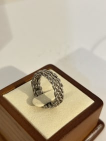 Vintage sterling Silver weaved filigree Ring sz 8