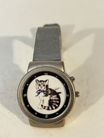 musical cat working silvertone watch