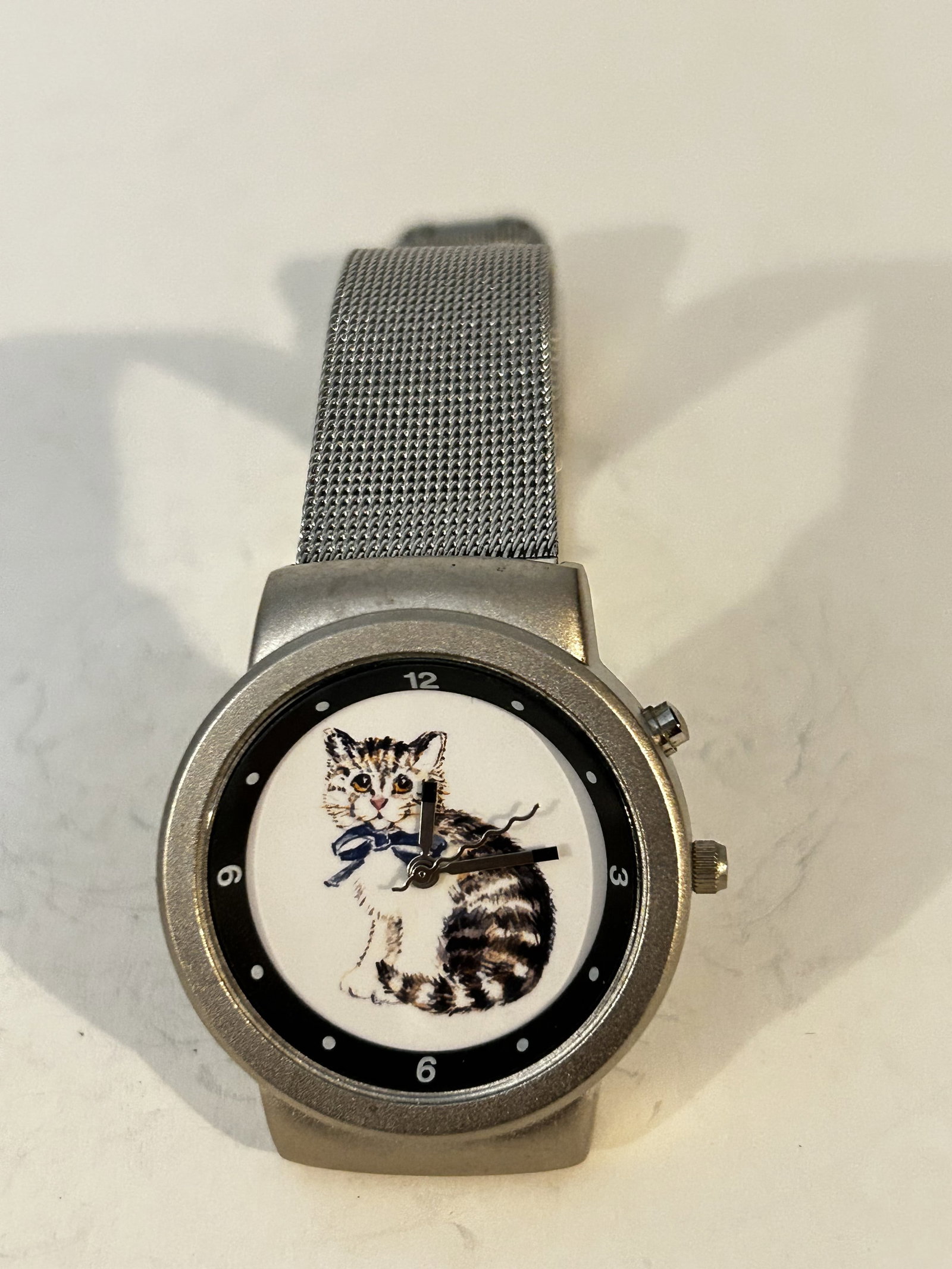 musical cat working silvertone watch: musical cat working silvertone watch Please view all photos as they are part of the description and condition of this Item, Feel free to contact me with questions or picture requests! Used Item AS IS
