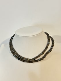 Vintage Sterling Silver beaded Necklace sz 29"