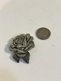 Flowers on Stem SEAGULL 1988 Vintage Fine Pewter Brooch Pin