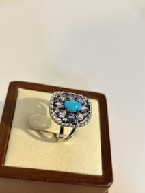 Vintage sterling Silver Turquoise Ring sz 8