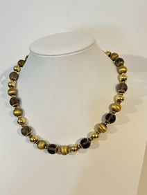 Vintage Sterling Silver vermeal beaded Necklace 17"