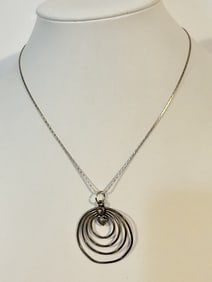 Vintage Sterling Silver modernist pendant Necklace 15"