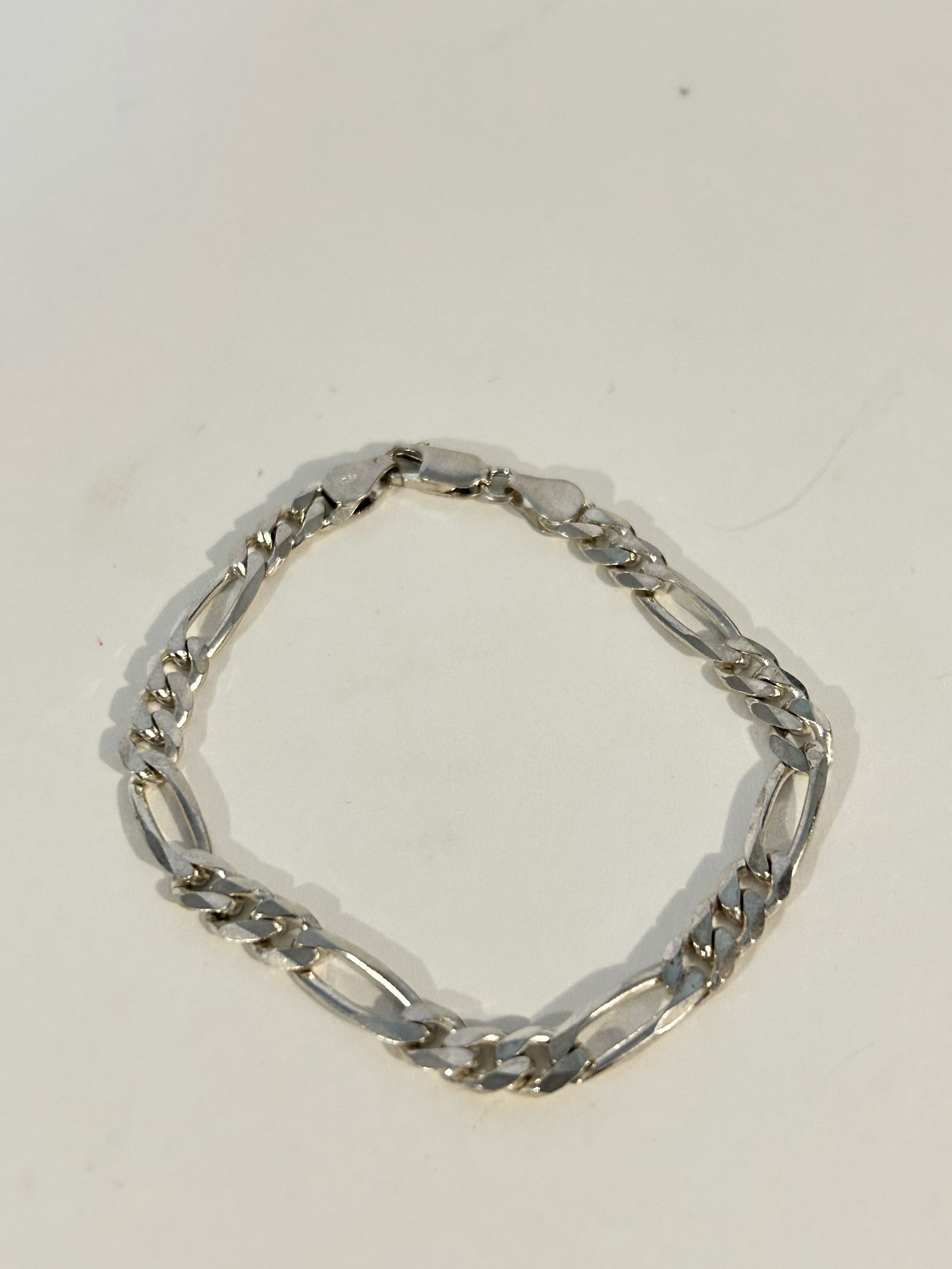 925 Sterling Silver Italy Figaro Link Bracelet 7" (1 of 3)