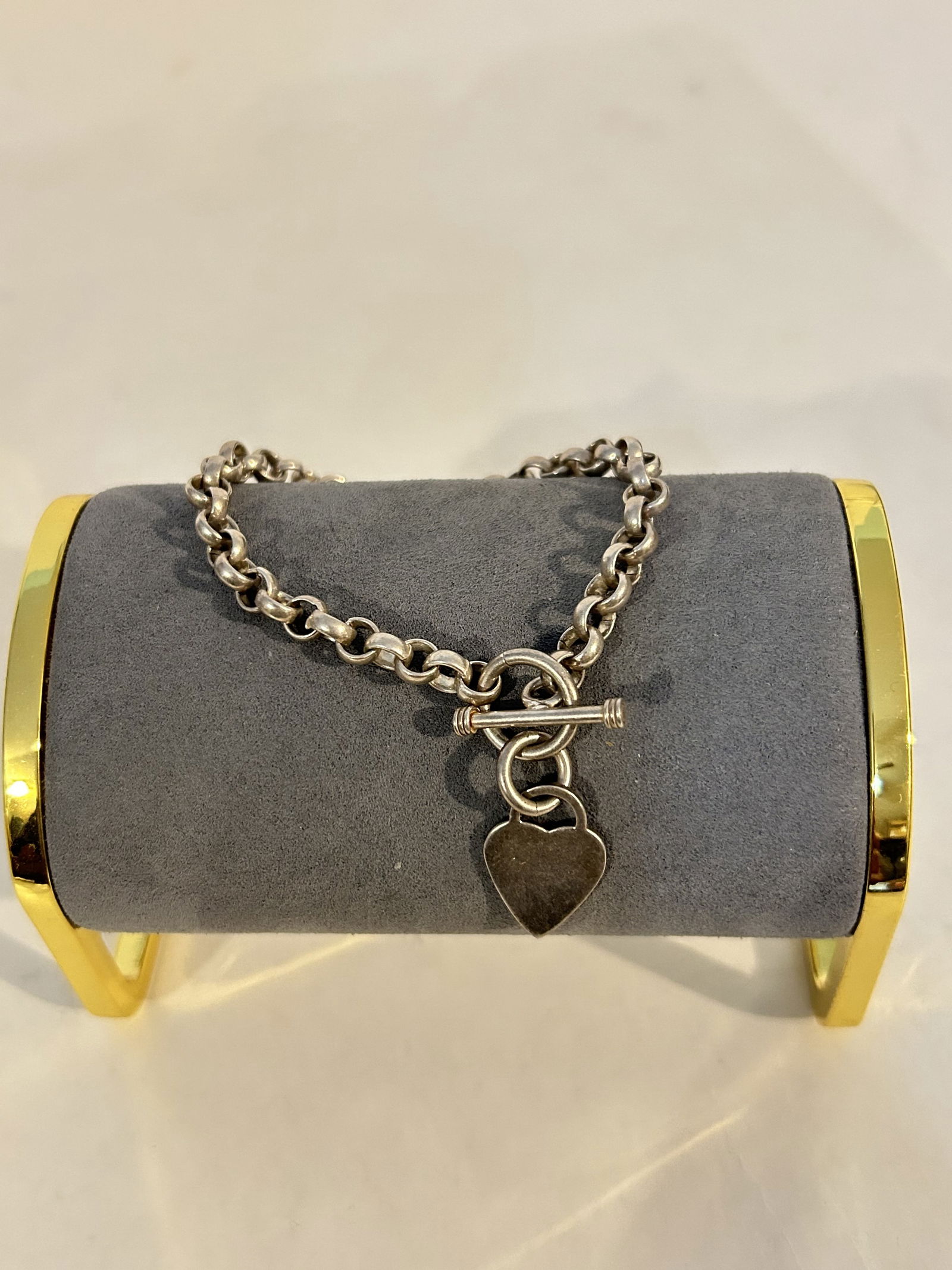 Vintage Sterling Silver Italy tiffany style heart Bracelet 7" D in square marking (1 of 4)