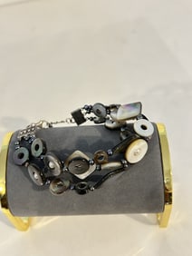 Vintage Sterling Silver mother of pearl Bracelet 7"
