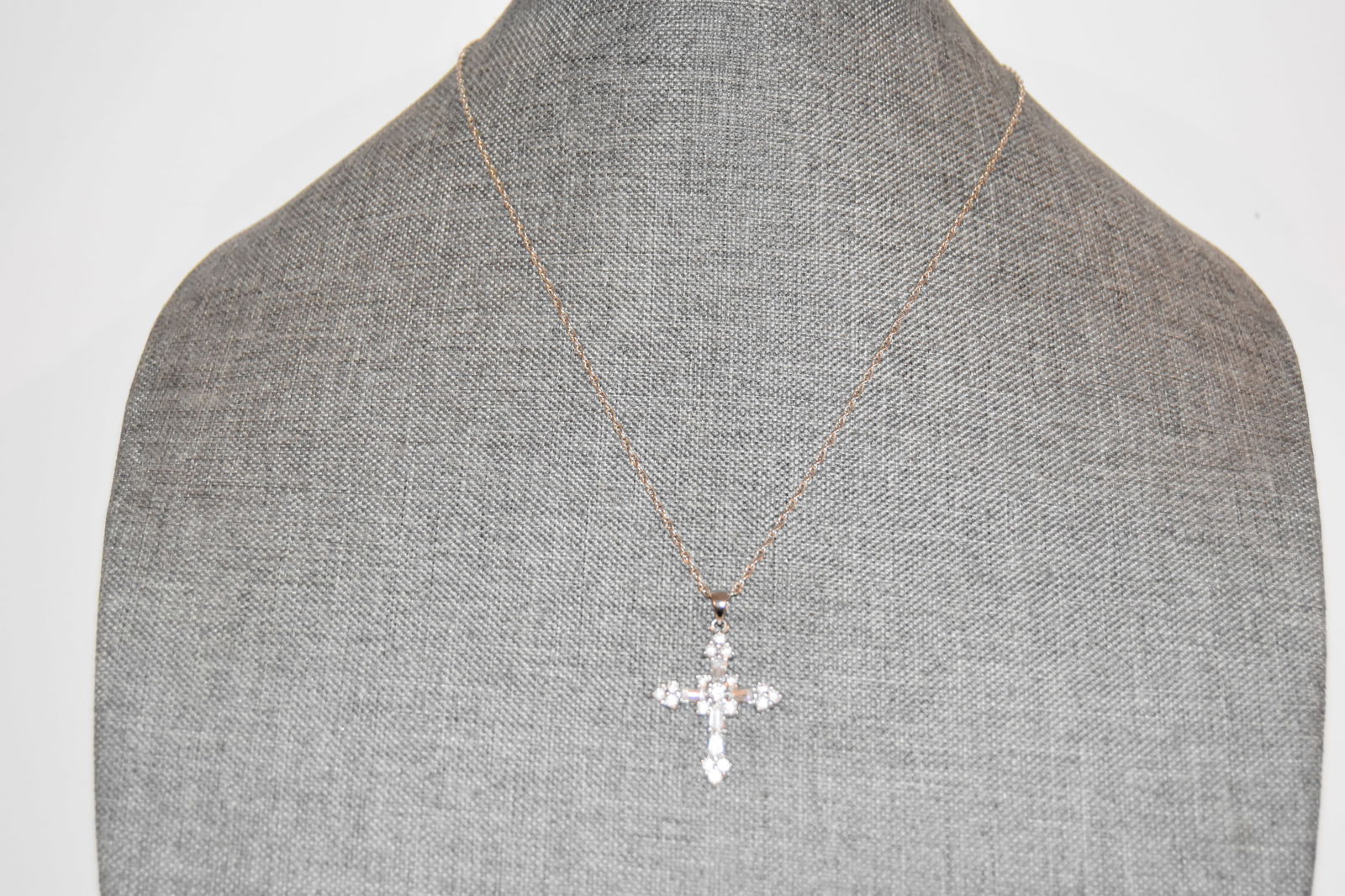 Vintage Sterling Silver rope Necklace cross Pendant 19" (1 of 4)