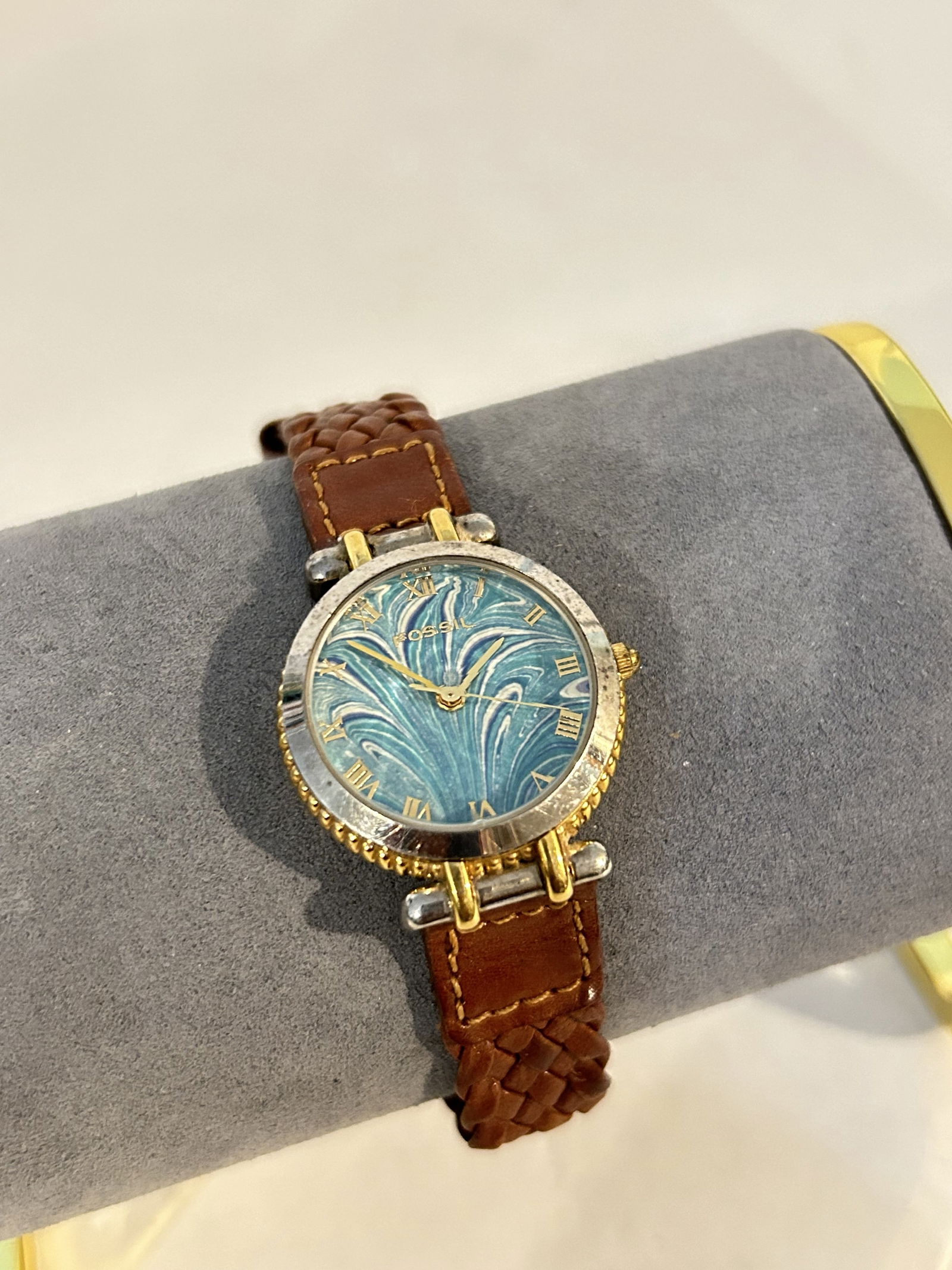 Vintage Fossil Ladies Watch Gold Prism PC-9523 works great (1 of 5)