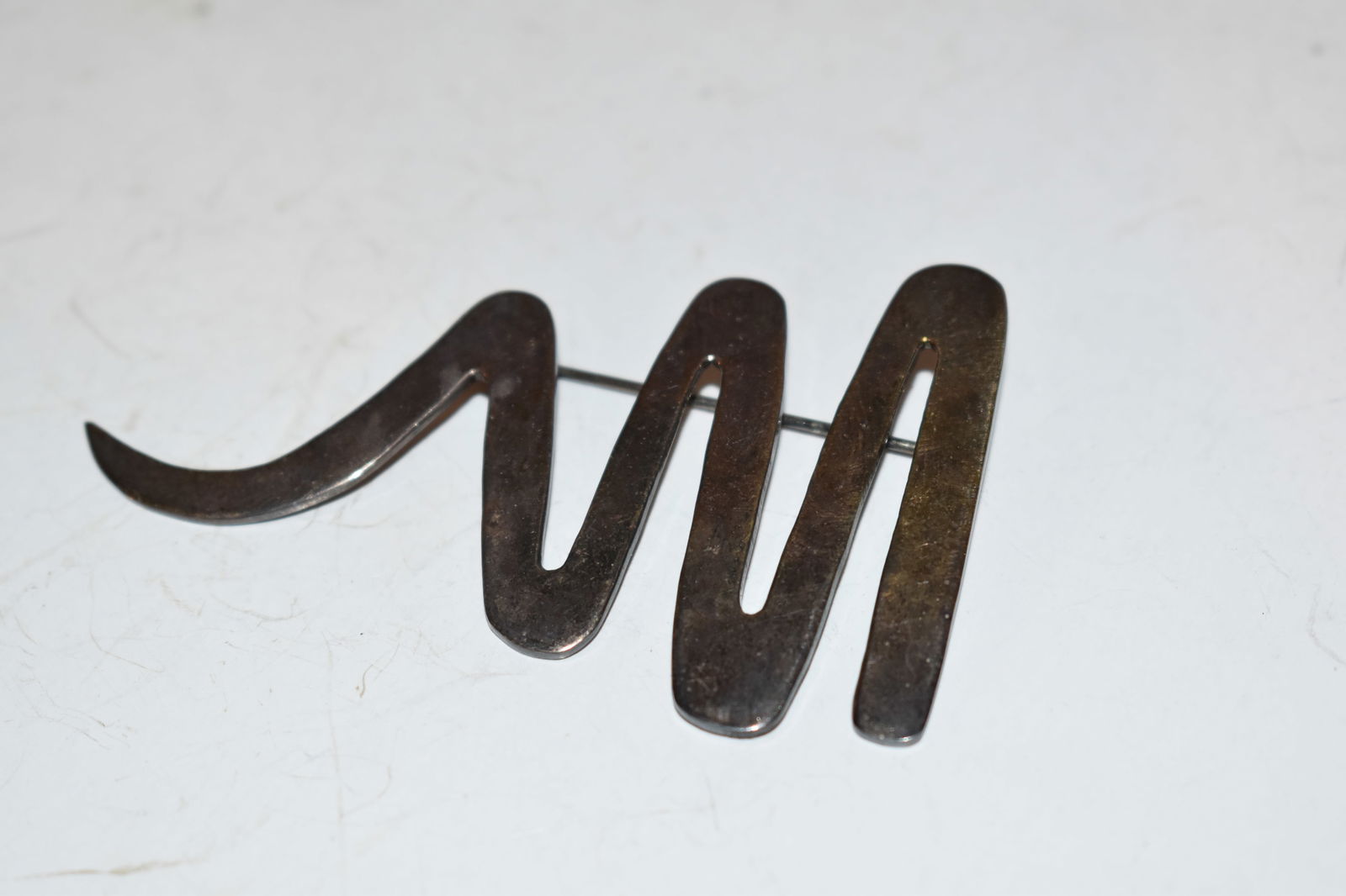 Vintage Art Deco Mid Century Sterling Silver Mexico TAXCO Zig Zag Brooch Pendant (1 of 3)