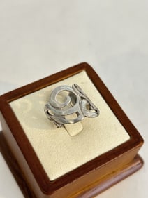Vintage Sterling Silver modernist Ring sz 6