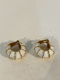 Vintage Rare Pauline Rader Gold Tone enamel earrings